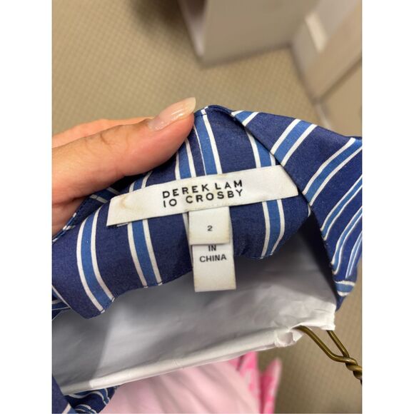 Derek Lam 10 Crosby Blue/White Striped Dutton Down Dress - Picture 8 of 8